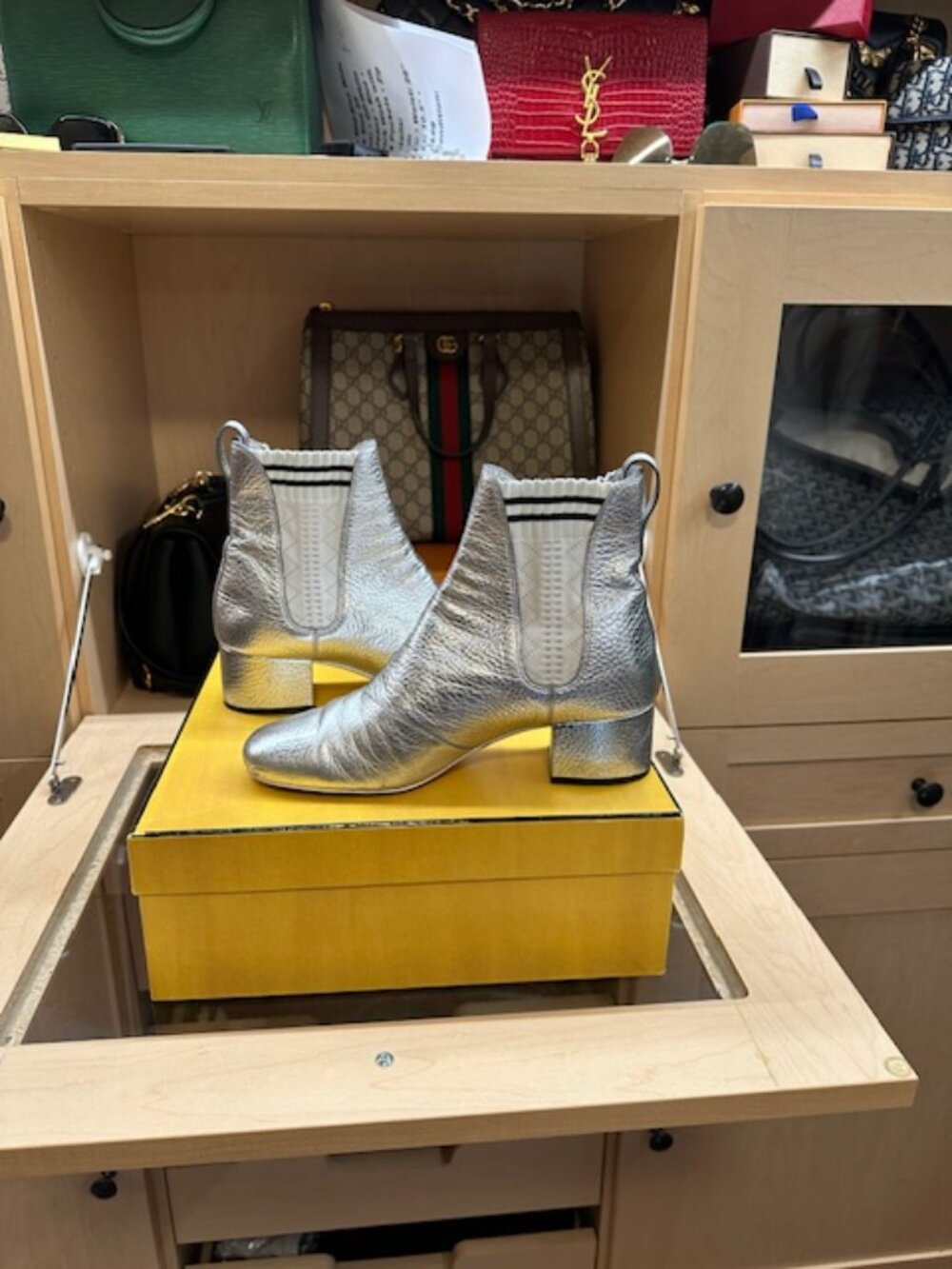 Fendi Silver Size 38 Leather Ankle Chelsea Boots - Picture 3 of 10